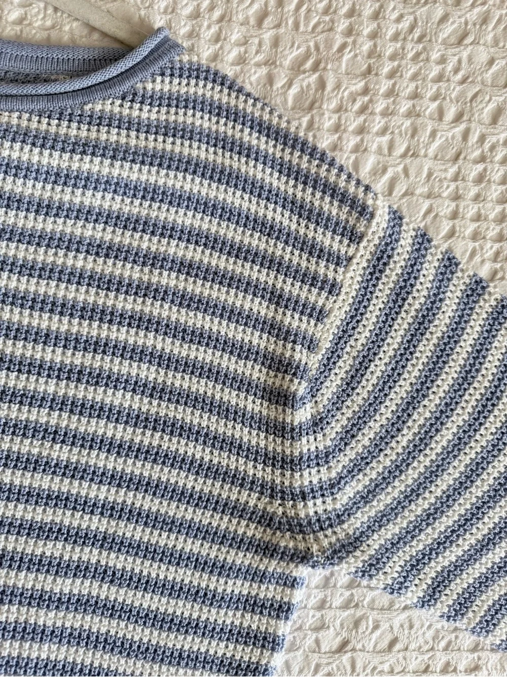 J.Crew Sweater Stripe Blue Ivory Cotton Linen Blend Women’s XL NWT Long Sleeve